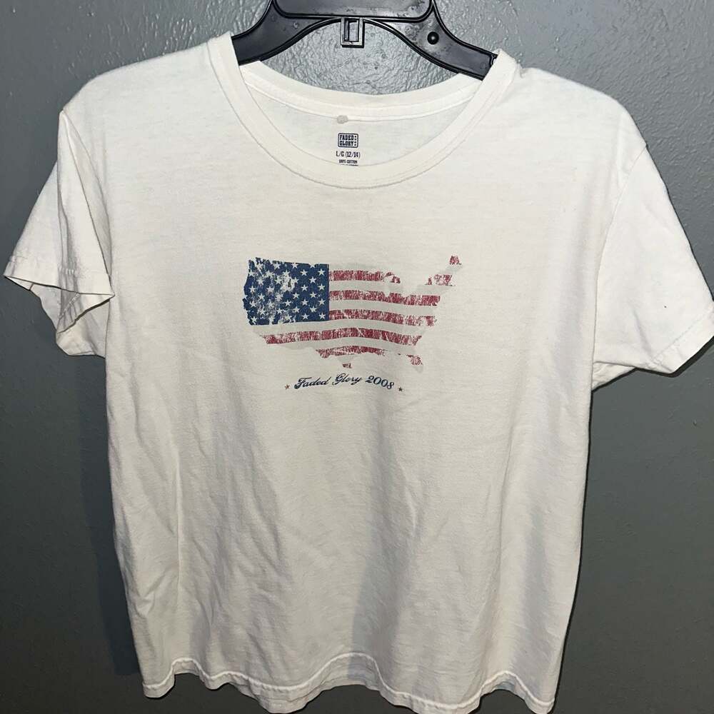 Faded Glory 2008 USA Flag Map Graphic T-Shirt
